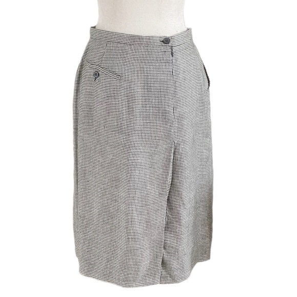 MAX MARA PURO LINO LINEN BLACK WHITE HOUNDSTOOTH PENCIL SKIRT - 6 - Picture 4 of 10